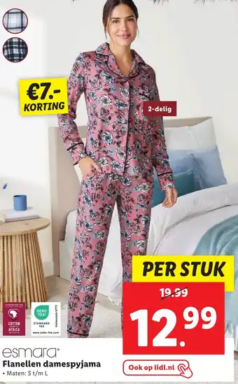 Lidl esmara Flanellen damespyjama aanbieding