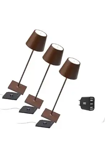 Amazon Zafferano ld0340r3 - set van drie 3x poldina pro draagbare lamp en 1 aiino dubbele usb lader voor gelijktijdig opladen van la aanbieding