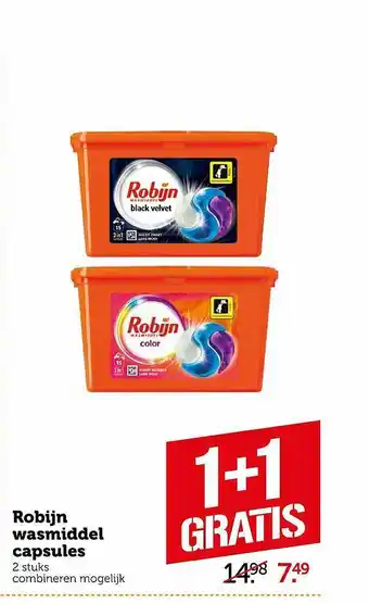 Coop Robijn wasmiddel capsules aanbieding