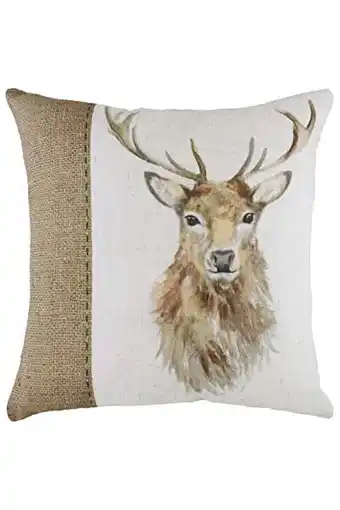 Amazon Evans litchfield hessian stag kussensloop, wit, 43 x 43cm aanbieding