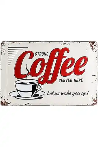 Amazon Nostalgic-art retro tin sign – strong coffee served here – gift idea for usa & diner fans, metal plaque, 20 x 30 cm aanbieding