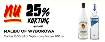 Jumbo MALIBU OF WYBOROWA Malibu 1000 ml of Wyborowa Vodka 700 ml aanbieding