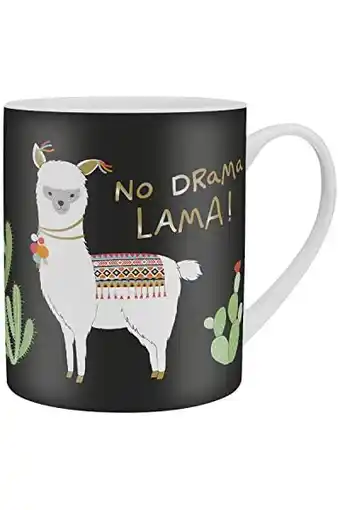 Amazon Happy life 46233 grote mok met spreuk no drama lama, porselein aanbieding