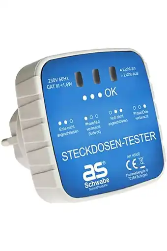 Amazon As - schwabe 45100 connector teststekker met indicatielampje, 230 v, wit/blauw aanbieding