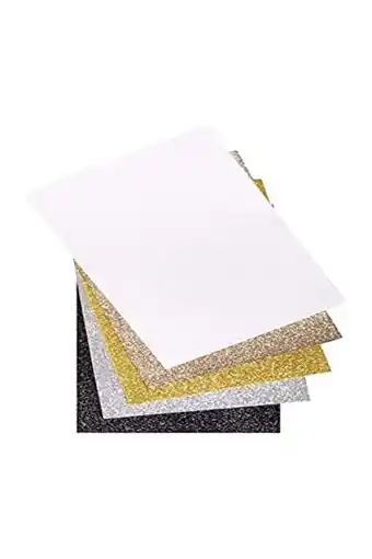 Amazon Rayher 53961000 glittervilt, 5 platen, op kleur gesorteerd (wit, zilver, kasjmiergoud, goud, zwart), 21 x 30 x 01 cm, 100% po aanbieding