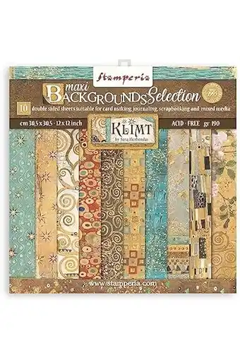 Amazon Stamperia sbbl101 scrapbooking pad 10 vellen cm 30,5x30,5 (12x12) maxi background selection klimt, papier, meerkleurig, 30,5  aanbieding