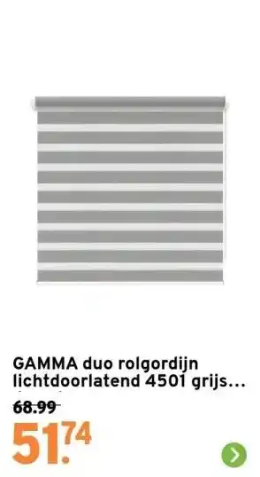 GAMMA Gamma duo rolgordijn lichtdoorlatend 4501 grijs 60x160 cm aanbieding