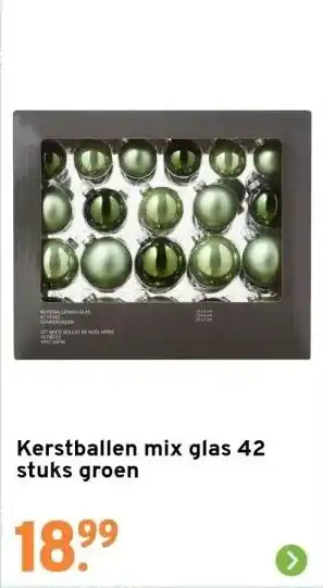 GAMMA Kerstballen mix glas 42 stuks groen aanbieding