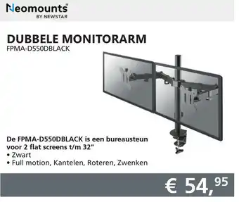 Informatique Neomounts Dubbele Monitorarm aanbieding