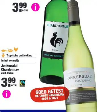 ALDI Jonkersdal chardonnay 750ml aanbieding