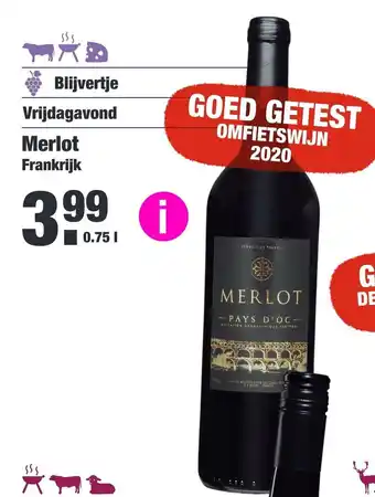 ALDI Pays D'oc Merlot 750ml aanbieding