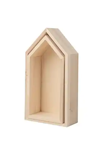 Amazon Rayher frame houten huizen, fsc-gecertificeerd, set van 2, 17x9x4 cm+ 15x7x4 cm, houten frame, beige, 62695000 aanbieding