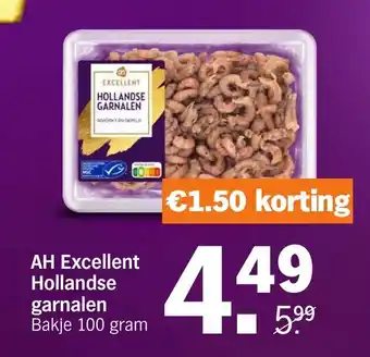 Albert Heijn AH Excellent Hollandse garnalen 100g aanbieding