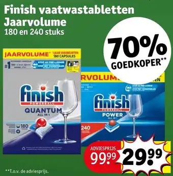 Kruidvat Finish vaatwastabletten Jaarvolume 180 en 240 stuks aanbieding