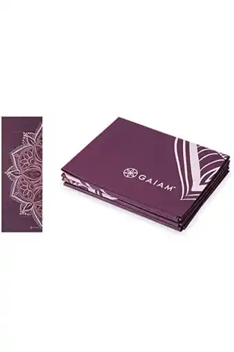 Amazon Gaiam yogamat - opvouwbare reisfitness- en oefenmat - opvouwbare yogamat voor alle soorten yoga, pilates en vloertrainingen ( aanbieding