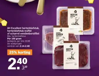 Albert Heijn Ah excellent hertenbiefstuk, hertenbiefstuk truffel aanbieding