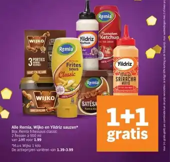 Albert Heijn Alle remia, wijko en yildriz sauzen* bijv. remia fritessaus classic aanbieding