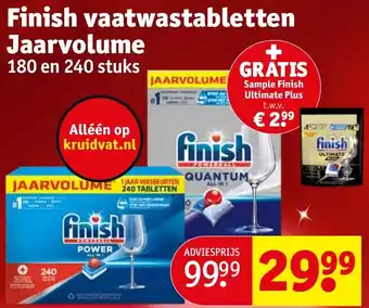 Kruidvat Finish vaatwastabletten Jaarvolume 180 en 240 stuks aanbieding