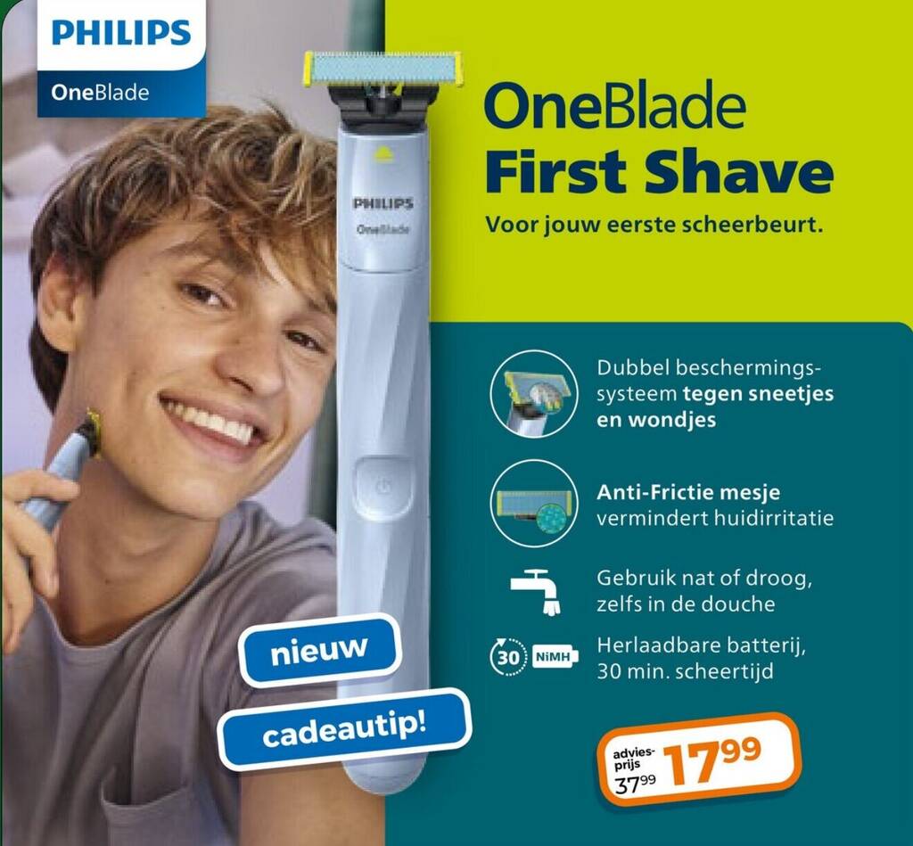 OneBlade First Shave aanbieding bij Trekpleister
