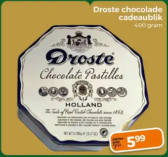 Trekpleister Droste chocolade cadeaublik 400g aanbieding