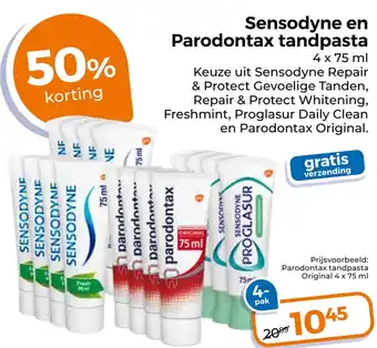 Trekpleister Sensodyne en Parodontax tandpasta aanbieding