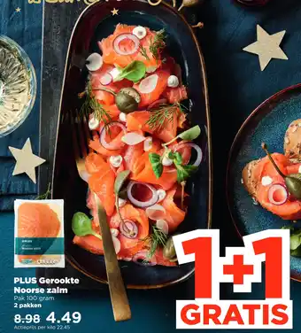 PLUS PLUS Gerookte Noorse zalm Pak 100 gram 2 pakken aanbieding