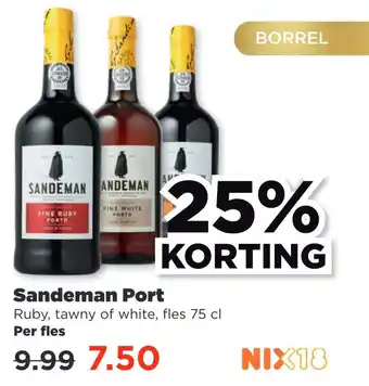 PLUS Sandeman Port Ruby, tawny of white, fles 75 cl Per fles aanbieding