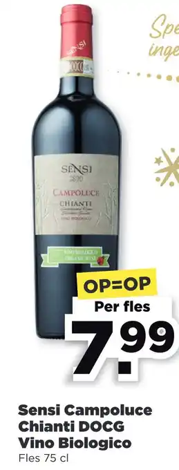 PLUS Sensi Campoluce Chianti DOCG Vino Biologico Fles 75 cl aanbieding