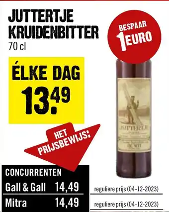 Dirck 3 JUTTERTJE KRUIDENBITTER 70 cl aanbieding