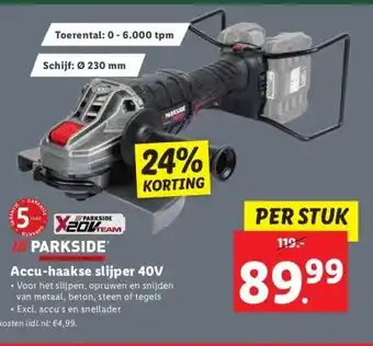 Lidl Accu-haakse slijper 40v aanbieding