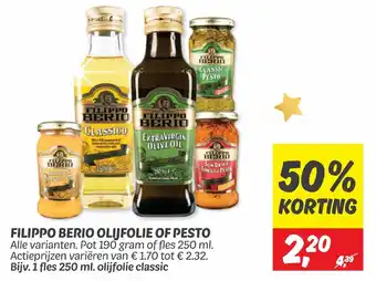 Dekamarkt FILIPPO BERIO OLIJFOLIE OF PESTO aanbieding