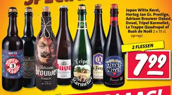 Nettorama Jopen Wtte Kerst, Hertog Jan Gr.Prestige, Adriaen Brouwer Oaked, Duvel, Tripel Karmeliet, La Trappe Quadrupel of Bush de Noël aanbieding