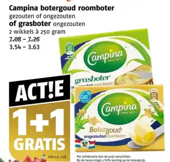 Poiesz Campina botergoud roomboter of grasboter aanbieding