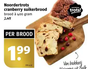 Poiesz Noordertrots cranberry suikerbrood 400g aanbieding