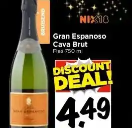 Vomar Voordeelmarkt Gran espanoso cava brut fles 750 ml aanbieding