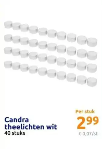 Action Candra theelichten wit 40 stuks aanbieding