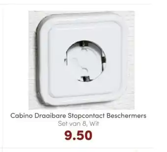 Baby & Tiener Cabino draaibare stopcontact beschermers set van 8, wit aanbieding