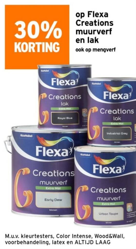 op Flexa Creations muurverf en lak ook op mengverf aanbieding bij GAMMA