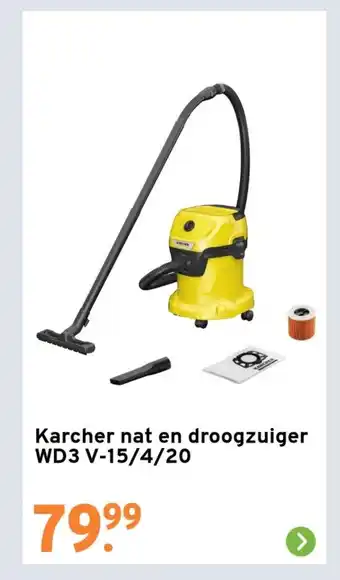 GAMMA Karcher nat en droogzuiger WD3 V-15/4/20 aanbieding