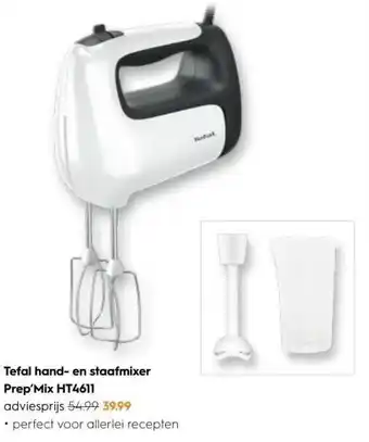 Blokker Tefal hand- en staafmixer prep'mix ht4611 aanbieding