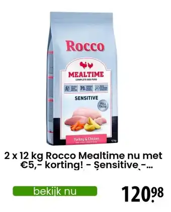 Zooplus 2 x 12 kg Rocco Mealtime nu met €5,- korting! - Şensitive -... aanbieding