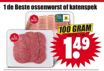 Dirk 1 De Beste Ossenworst of Katenspek 100 gram aanbieding