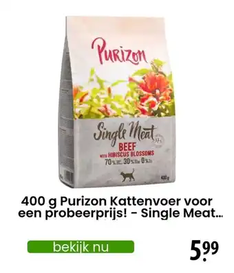 Zooplus 400 g Purizon Kattenvoer voor een probeerprijs! - Single Meat... aanbieding