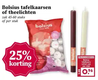 MCD Supermarkt Bolsius tafelkaarsen of theelichten aanbieding