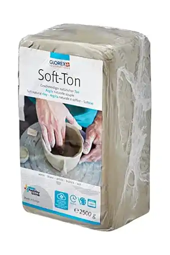 Amazon Glorex 6 8075 301 -soft ton wit 2500 g, natuurlijke, bijzonder zachte en soepele klei aanbieding