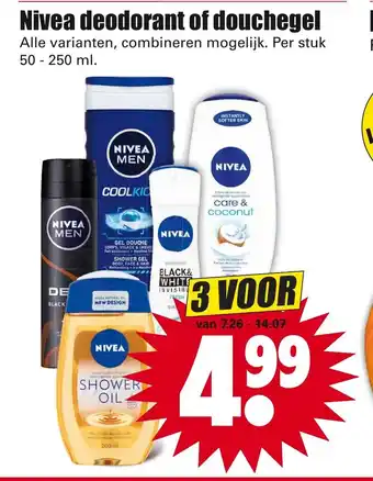 Dirk Nivea Deodorant of Douchegel 50-250ml aanbieding