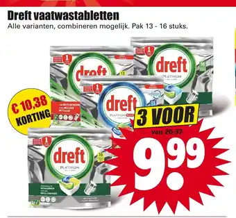 Dirk Dreft Vaatwastabletten 13-16 stuks aanbieding