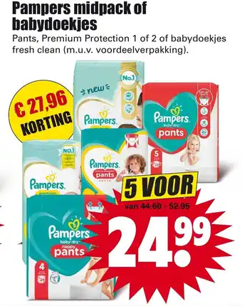 Dirk Pampers Midpack of Babydoekjes aanbieding