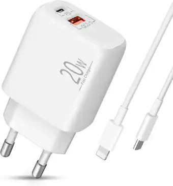 Amazon Luosike iphone-oplader met 2m oplaadkabel, 20w usb c-snellader, pd/qc3.0 2-poorts stekker / power adapter / charger met light aanbieding