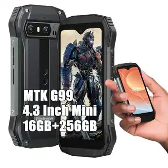 Amazon Blackview N6000 Outdoor mobiele telefoon zonder abonnement, 2023, MTK G99 16 GB + 256 GB, IP68 Android 13 4,3 inch HD+ Rugged aanbieding